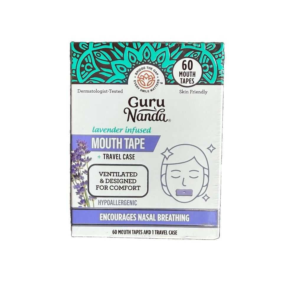 Guru Nanda Mouth Tape and Travel Case for nasal breathing 60 Mouth Tapes & case